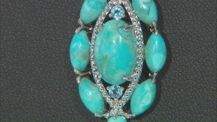 Blue Turquoise Rhodium Over Sterling Silver Pendant With Chain. 0.14ctw Video Thumbnail