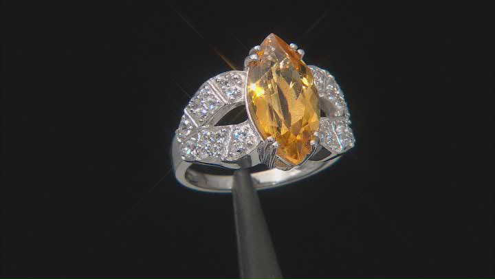 Yellow Citrine Rhodium Over Sterling Silver Ring 3.98ctw Video Thumbnail