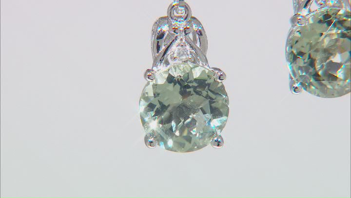 Green Prasiolite Rhodium Over Sterling Silver Earrings 4.96ctw