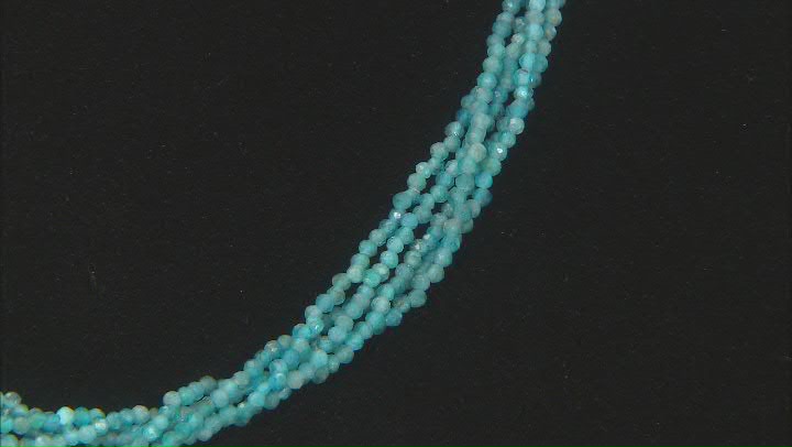 Blue Apatite Rhodium Over Sterling Silver Beaded 5-Strand Necklace Video Thumbnail