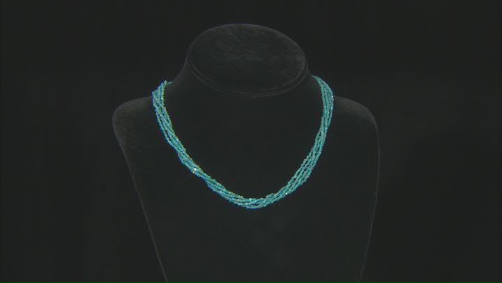 Blue Apatite Rhodium Over Sterling Silver Beaded 5-Strand Necklace Video Thumbnail