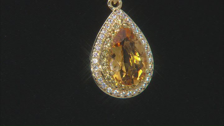 Yellow Citrine 18k Yellow Gold Over Sterling Silver Pendant With Chain 4.09ctw Video Thumbnail