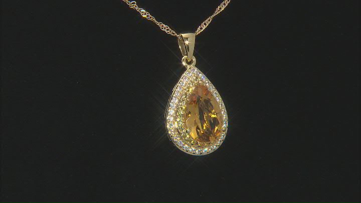 Yellow Citrine 18k Yellow Gold Over Sterling Silver Pendant With Chain 4.09ctw Video Thumbnail