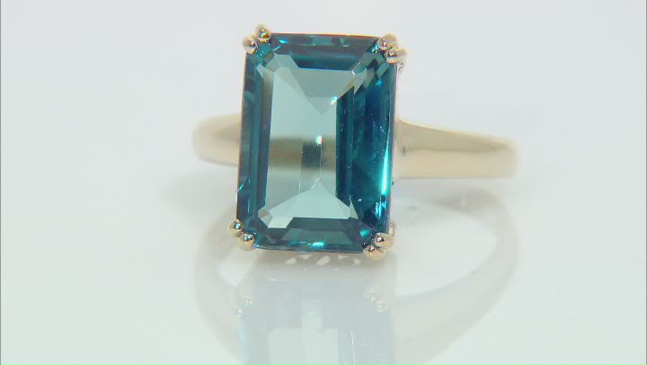 London Blue Topaz Solitaire 10k Yellow Gold Ring 8.07ctw Video Thumbnail