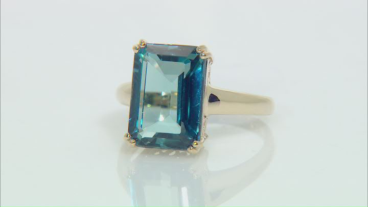 London Blue Topaz Solitaire 10k Yellow Gold Ring 8.07ctw Video Thumbnail