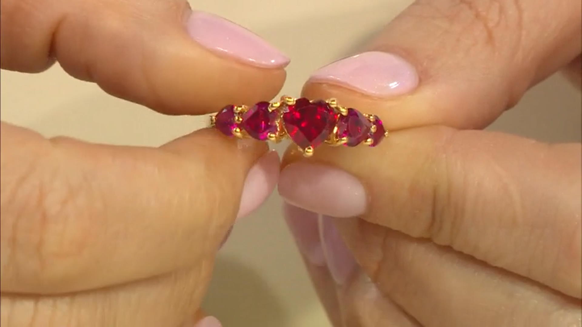 Red Lab Created Ruby 18k Yellow Gold Over Sterling Silver Ring 2.87ctw Video Thumbnail