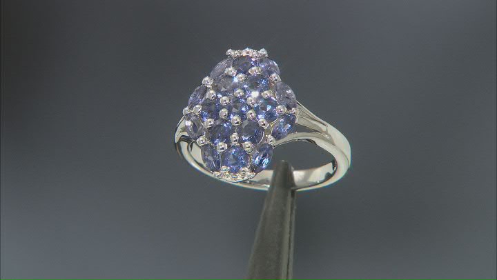 Blue Iolite Rhodium Over Sterling Silver Ring 1.16ctw Video Thumbnail