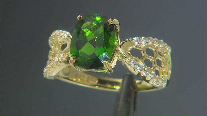 Green Chrome Diopside 18k Yellow Gold Over Sterling Silver Ring 2.15ctw Video Thumbnail