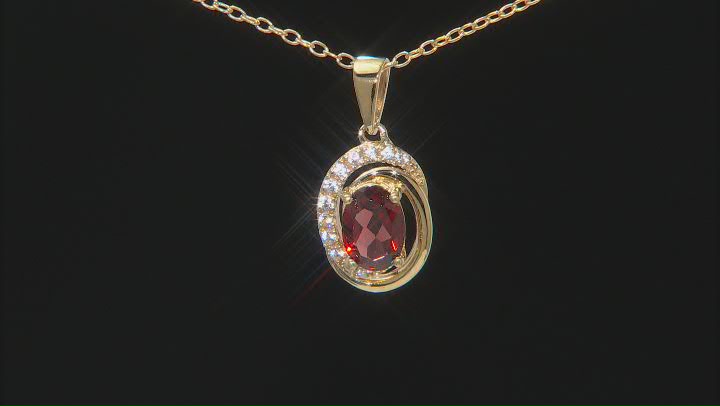 Red Vermelho Garnet(TM) 18k Yellow Gold Over Silver Ring, Earrings And Pendant Chain Set 3.22ctw Video Thumbnail