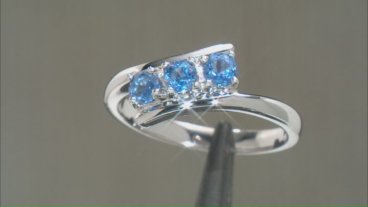 Blue Kyanite Rhodium Over Sterling Silver Bypass Ring 0.66ctw Video Thumbnail