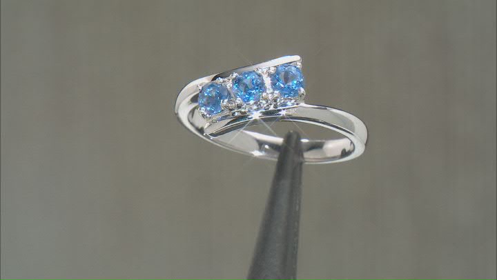 Blue Kyanite Rhodium Over Sterling Silver Bypass Ring 0.66ctw Video Thumbnail