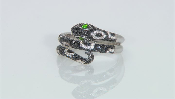 Green Chrome Diopside Rhodium Over Sterling Silver Snake Ring 0.75ctw Video Thumbnail