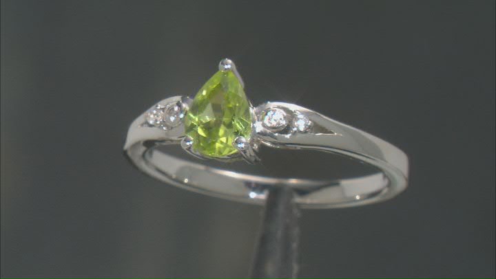 Green Peridot Rhodium Over Sterling Silver Ring 0.64ctw Video Thumbnail