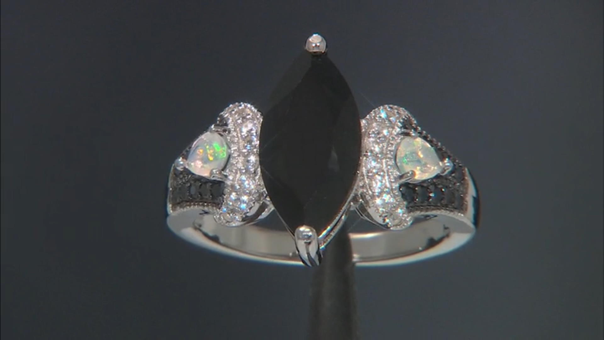 Black Spinel Rhodium Over Silver Ring 3.17ctw Video Thumbnail