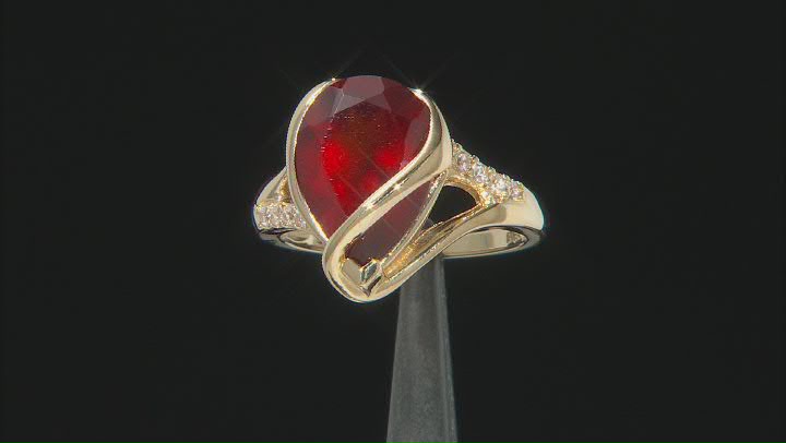 Red Hessonite 18K Yellow Gold Over Sterling Silver Ring 4.64ctw Video Thumbnail