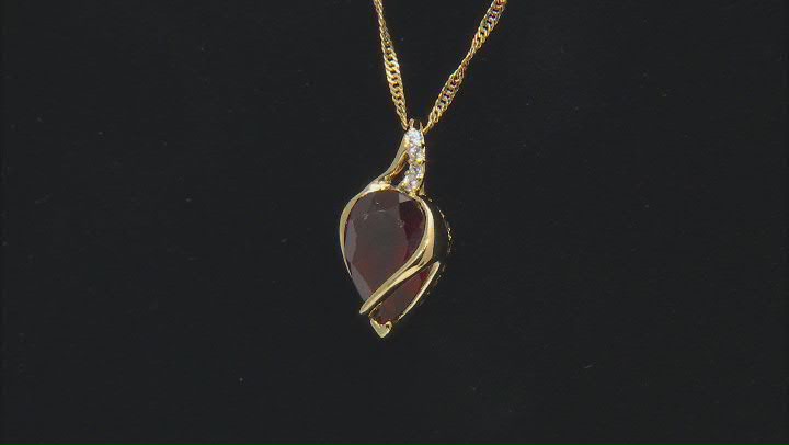 Red Hessonite 18K Yellow Gold Over Sterling Silver Pendant With Chain 4.57ctw Video Thumbnail