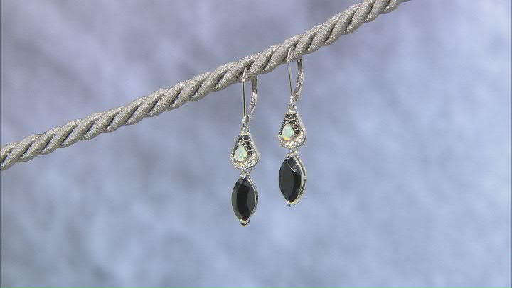 Black Spinel Rhodium Over Silver Earrings 3.88ctw Video Thumbnail
