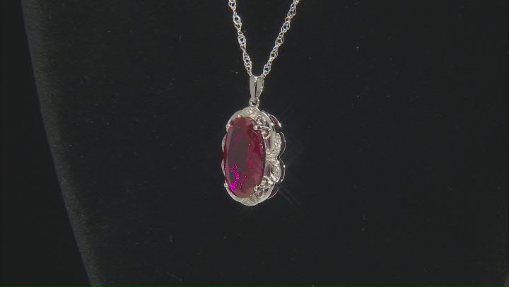 Red Lab Created Ruby Rhodium Over Silver Pendant With Chain 7.35ctw Video Thumbnail