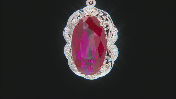 Red Lab Created Ruby Rhodium Over Silver Pendant With Chain 7.35ctw Video Thumbnail