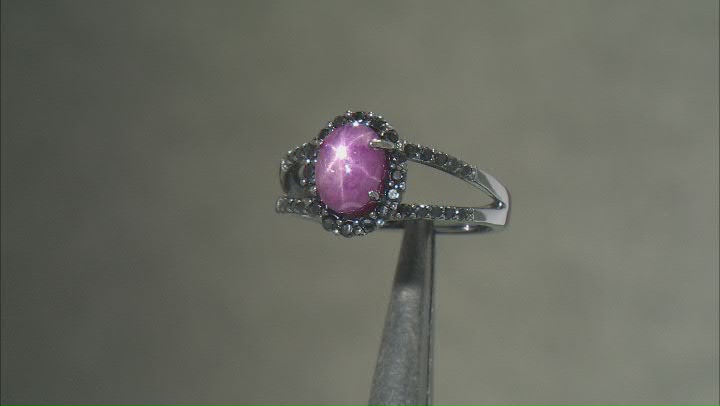 Red Indian Star Ruby, Black Rhodium Over Sterling Silver Ring 2.54ctw Video Thumbnail