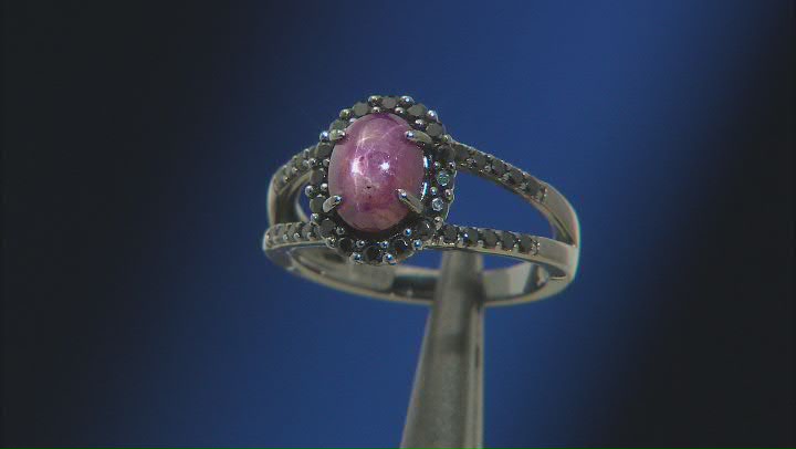Red Indian Star Ruby, Black Rhodium Over Sterling Silver Ring 2.54ctw Video Thumbnail