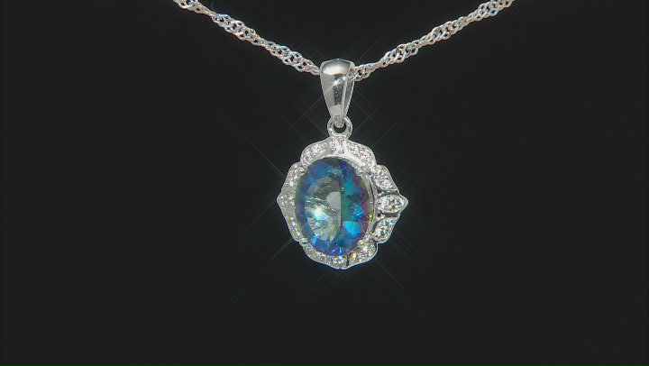 Blue Petalite Rhodium Over Sterling Silver Pendant With Chain 1.85ctw Video Thumbnail