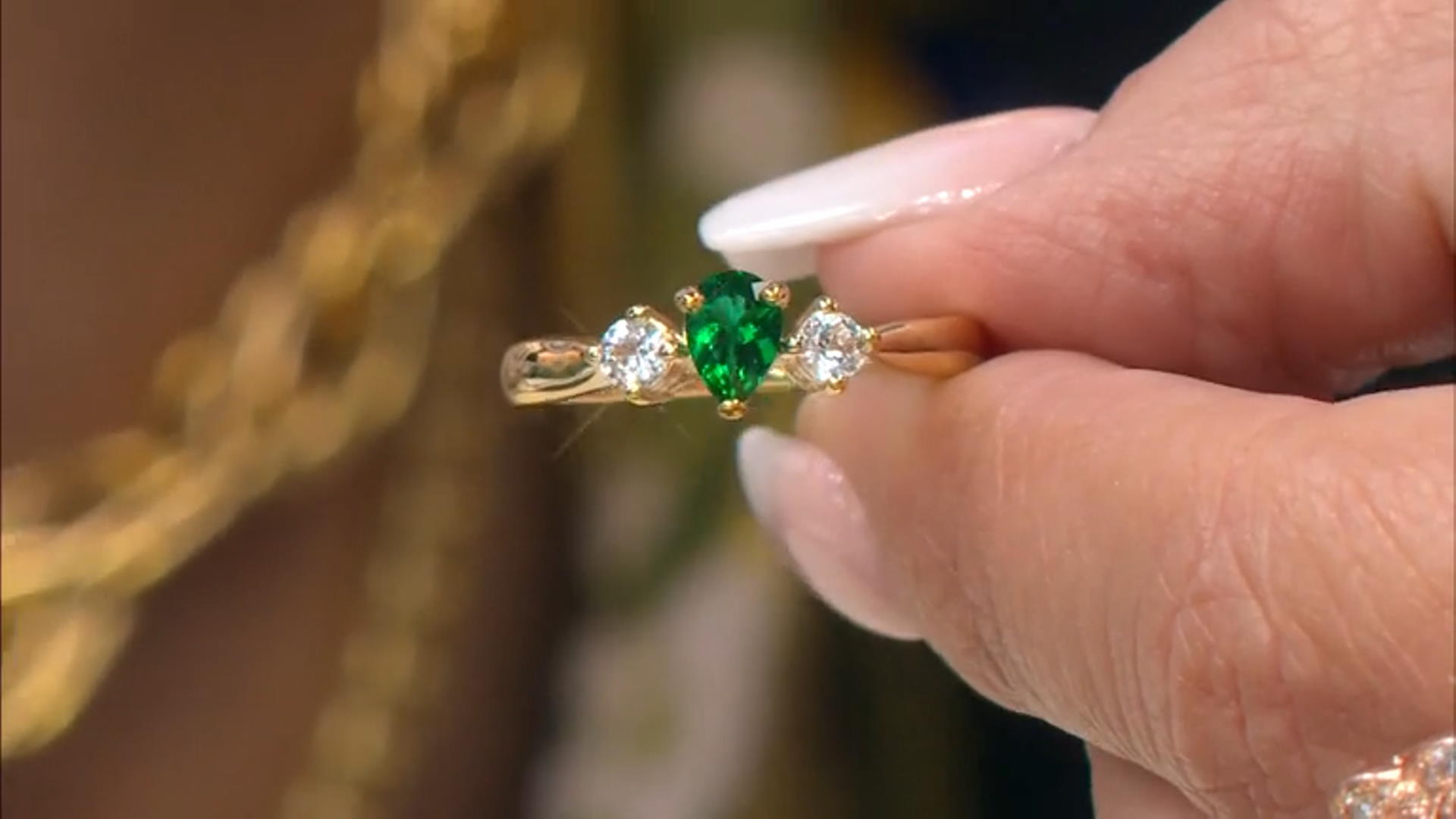 Green Lab Created Emerald 18k Yellow Gold Over Sterling Silver Ring 0.54ctw Video Thumbnail
