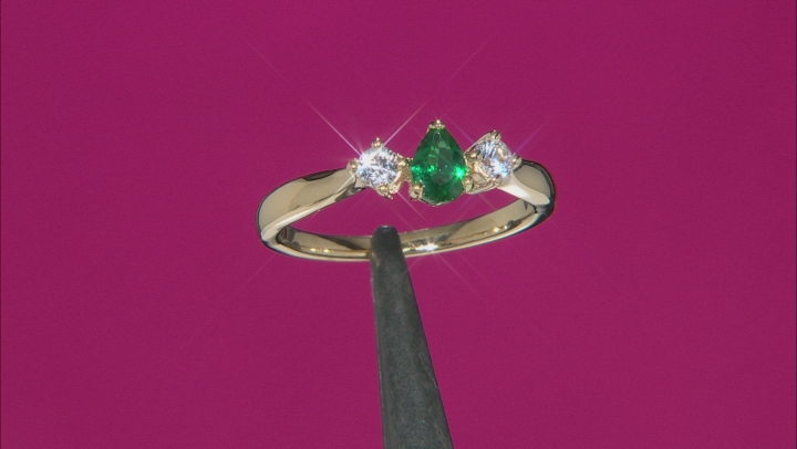 Green Lab Created Emerald 18k Yellow Gold Over Sterling Silver Ring 0.54ctw Video Thumbnail