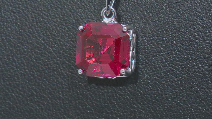 Orange Lab Created Padparadscha Sapphire Rhodium Over Silver Solitaire Pendant with Chain 4.93ct Video Thumbnail