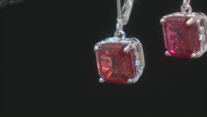 Lab Created Padparadscha Sapphire Rhodium Over Sterling Silver Dangle Earrings 5.59ctw Video Thumbnail