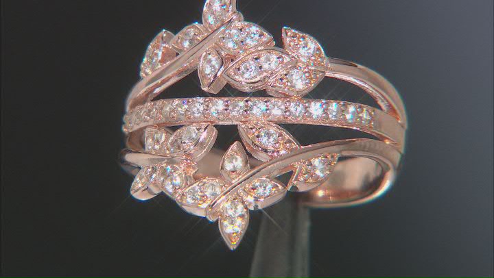 White Zircon 18k Rose Gold Over Sterling Silver Ring 0.52ctw Video Thumbnail
