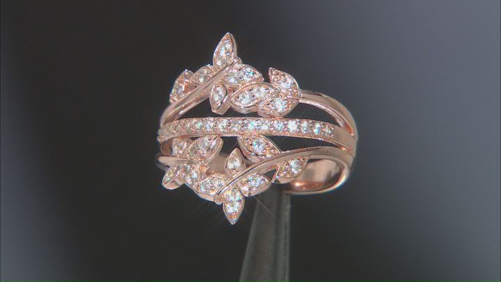 White Zircon 18k Rose Gold Over Sterling Silver Ring 0.52ctw Video Thumbnail