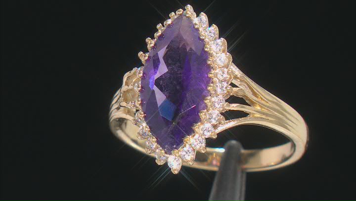 Purple Amethyst 18K Yellow Gold Over Sterling Silver Ring 3.78ctw Video Thumbnail
