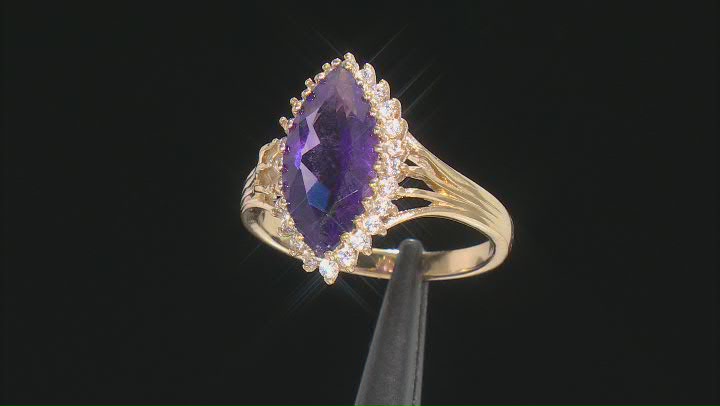 Purple Amethyst 18K Yellow Gold Over Sterling Silver Ring 3.78ctw Video Thumbnail