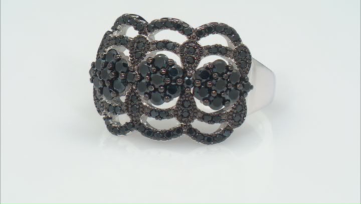 Black Spinel Rhodium Over Sterling Silver Ring 1.39ctw Video Thumbnail