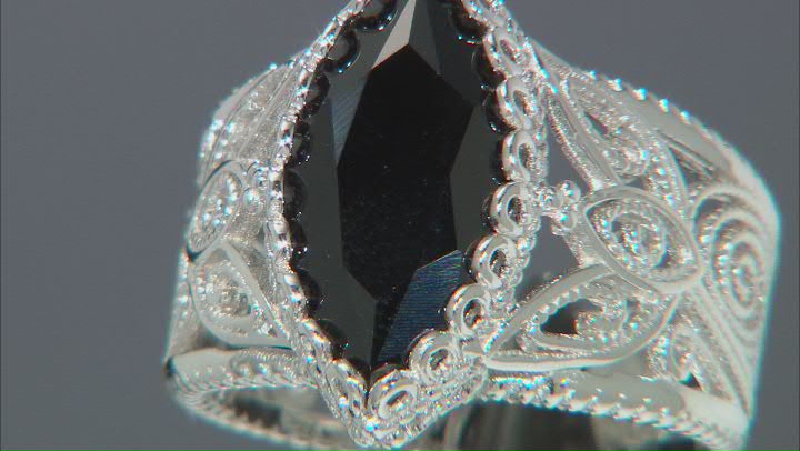 Black Spinel Rhodium Over Sterling Silver Solitaire Ring 5.00ct Video Thumbnail