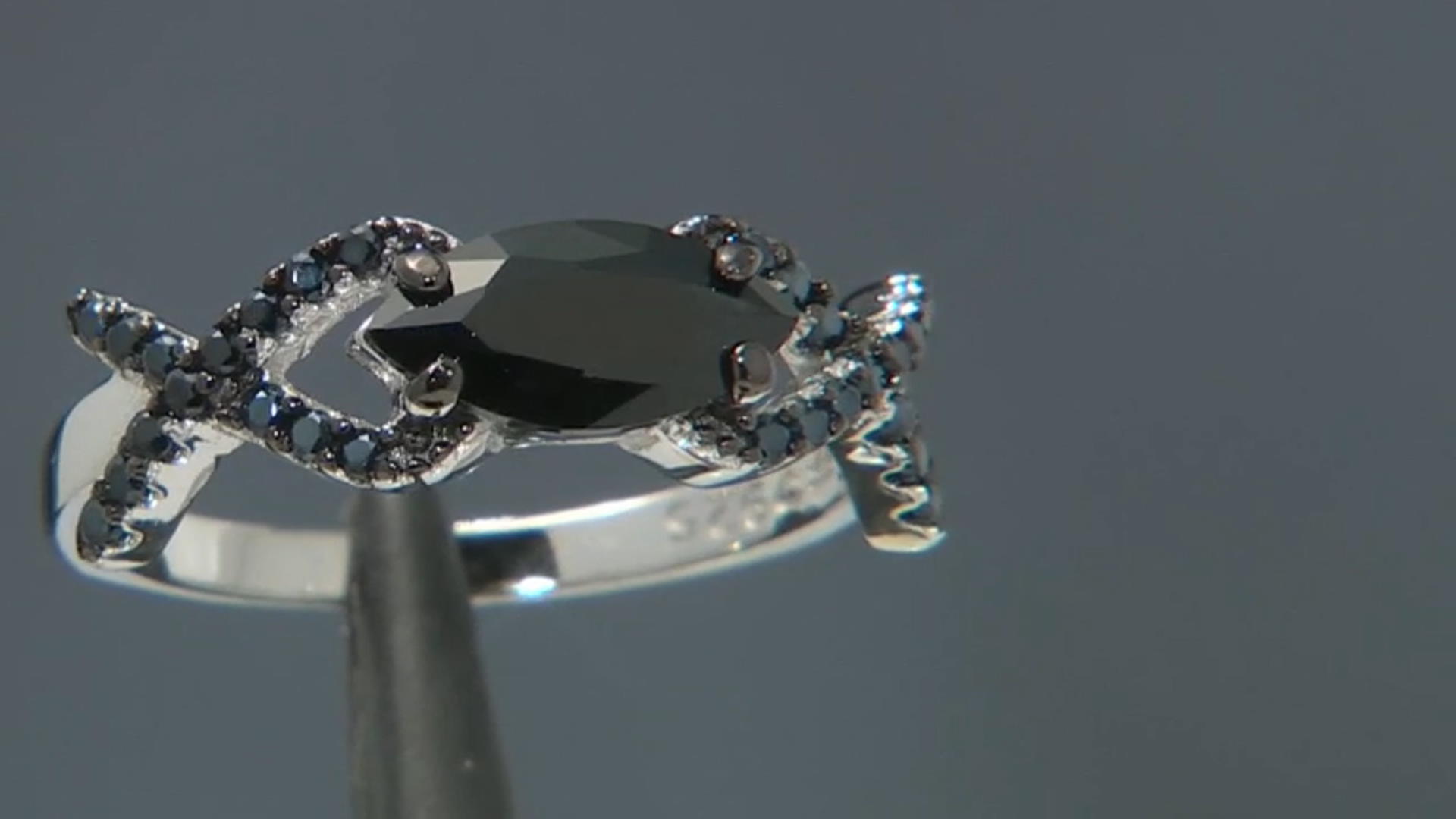Black Spinel Rhodium Over Sterling Silver Ring 1.52ctw Video Thumbnail