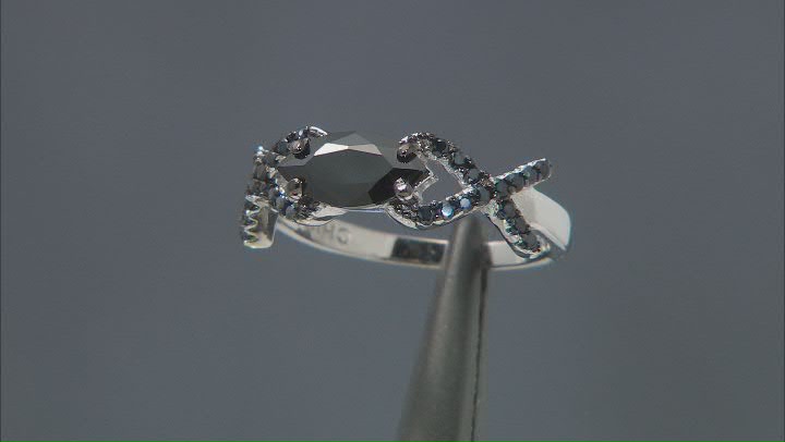 Black Spinel Rhodium Over Sterling Silver Ring 1.52ctw Video Thumbnail