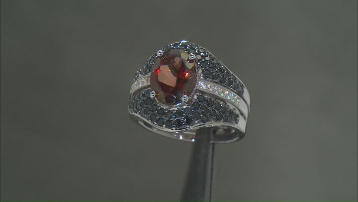 Red Labradorite Rhodium Over Sterling Silver Ring 3.15ctw Video Thumbnail