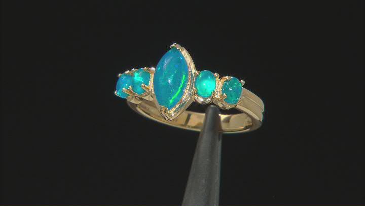 Paraiba Blue Opal 18k Yellow Gold Over Sterling Silver Ring 0.90ctw Video Thumbnail