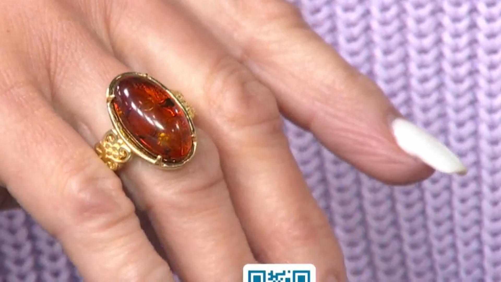 Orange Oval Amber 18k Yellow Gold Over Sterling Silver Ring Video Thumbnail