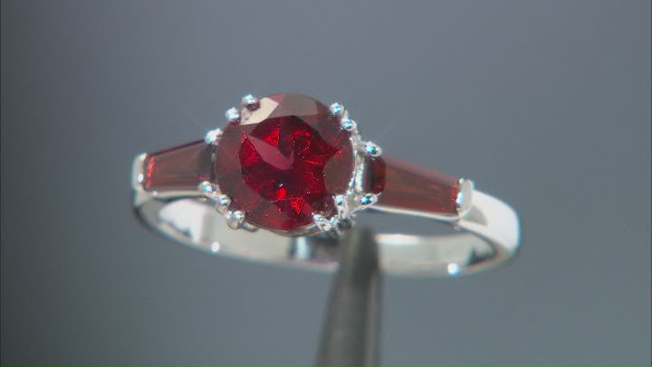 Red Garnet Rhodium over Sterling Silver Solitaire Ring 3.02ctw Video Thumbnail