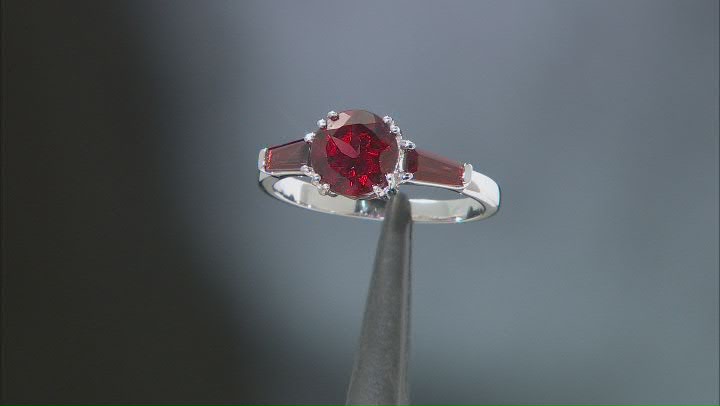 Red Garnet Rhodium over Sterling Silver Solitaire Ring 3.02ctw Video Thumbnail