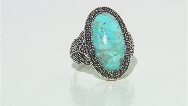 Blue Composite Turquoise Sterling Silver Ring Video Thumbnail