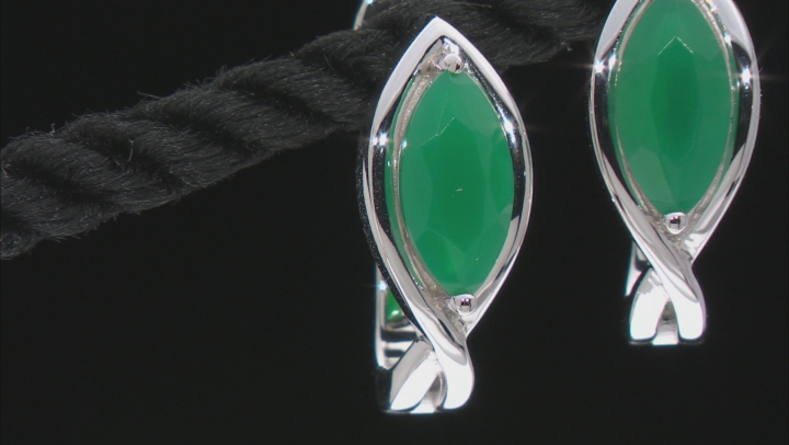 Green Onyx Rhodium Over Sterling Silver Earrings 1.43ctw