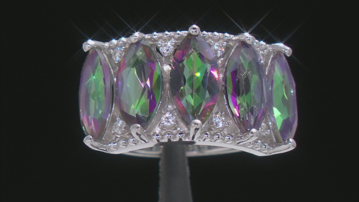 Multi-Color Quartz Rhodium Over Silver Ring 3.90ctw