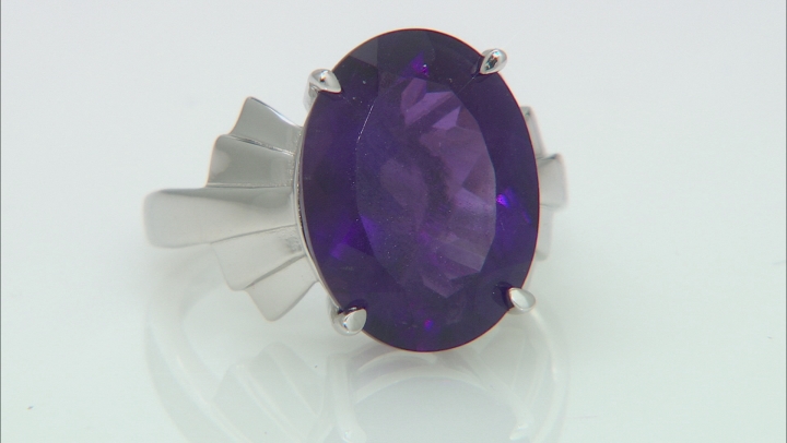 Purple Amethyst Rhodium Over Sterling Silver Ring 7.82ct Video Thumbnail