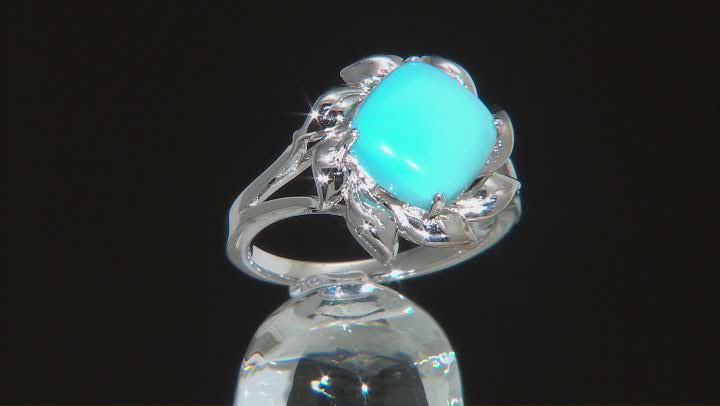 Blue Sleeping Beauty Turquoise Rhodium Over Silver Solitaire Ring