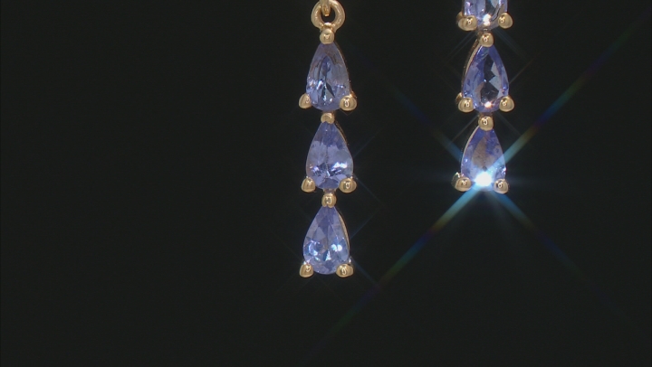 Blue Tanzanite 18k Yellow Gold Over Sterling Silver Earrings 1.02ctw. Video Thumbnail