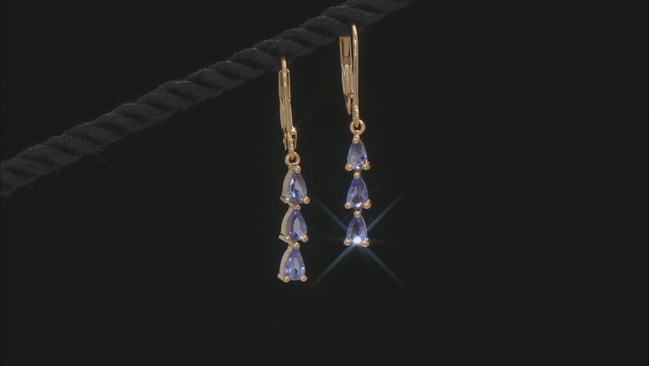 Blue Tanzanite 18k Yellow Gold Over Sterling Silver Earrings 1.02ctw. Video Thumbnail